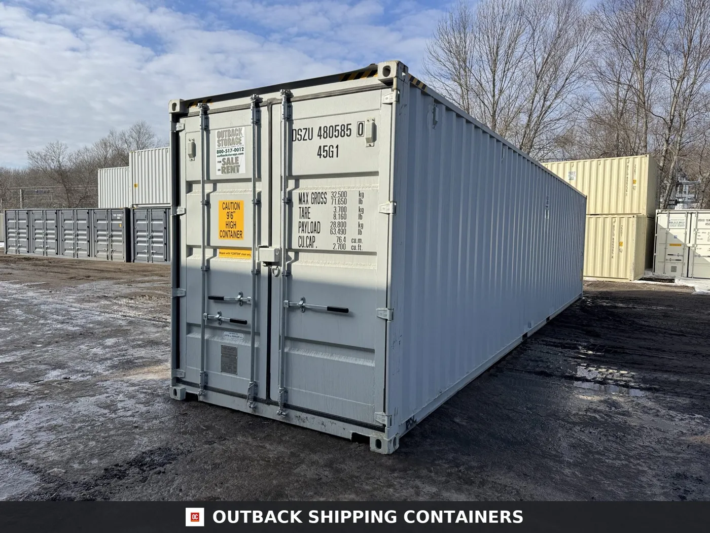 40ft New High Cube Shipping Container – Wind & Watertight – Gray – Unit DSZU480585-0