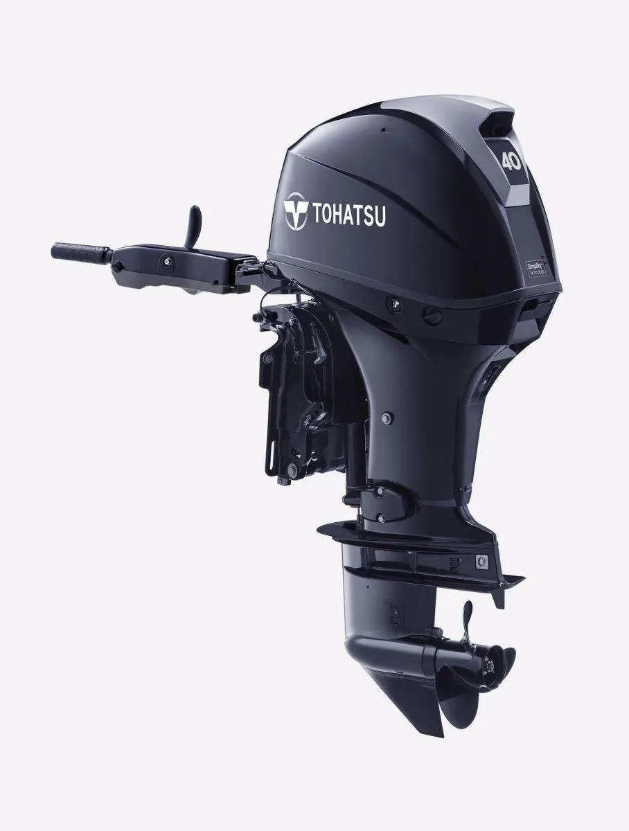 Tohatsu MFS40AETL, 40 HP, 20 IN SHAFT, ELECTRIC START ,TILLER,PT&T