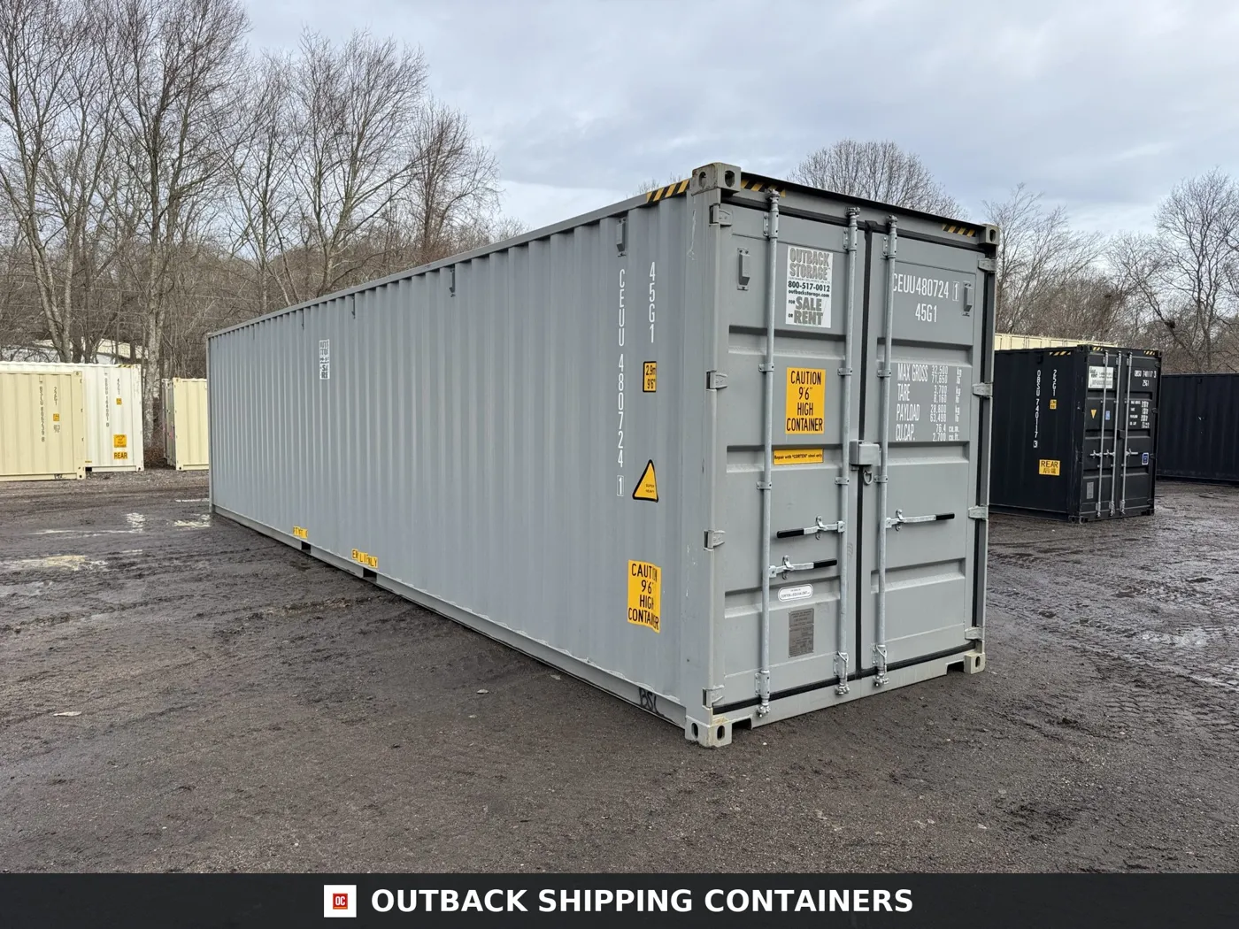 40ft New High Cube Shipping Container – Wind & Watertight – Gray – Unit CEUU480724-1