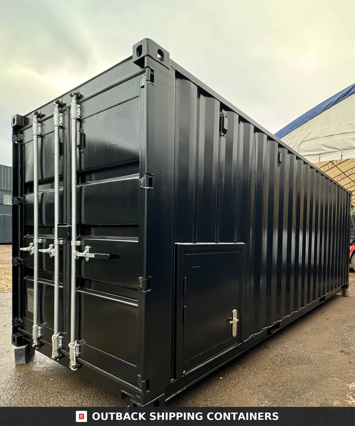 20x8ft CUSTOM Converted/Modified Shipping Container — Jet Black