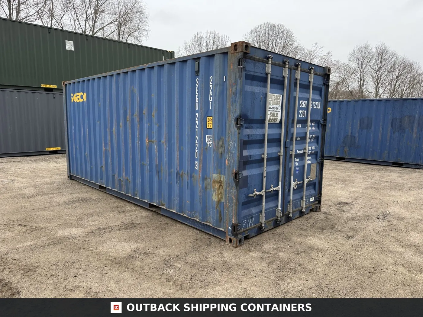 20ft Used Shipping Container – Wind & Watertight – Blue – Unit SEGU221220-3