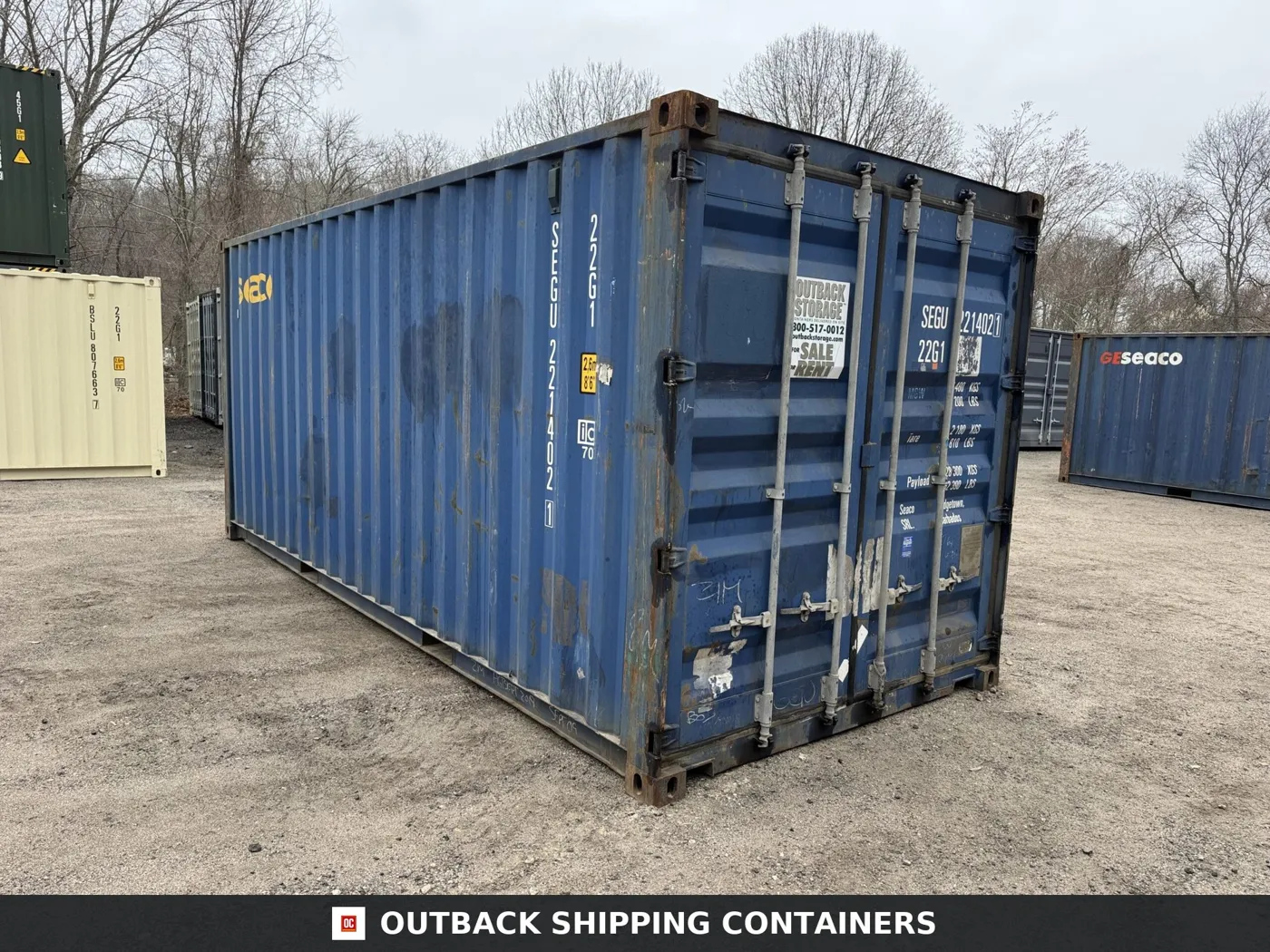 20ft Used Shipping Container – Wind & Watertight – Blue – Unit SEGU221402-1