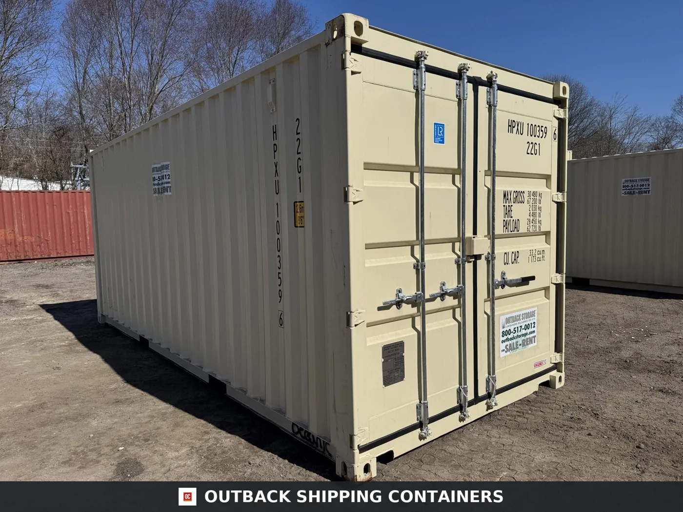 20ft New Shipping Container – Wind & Watertight – Beige – Unit HPXU100359-6