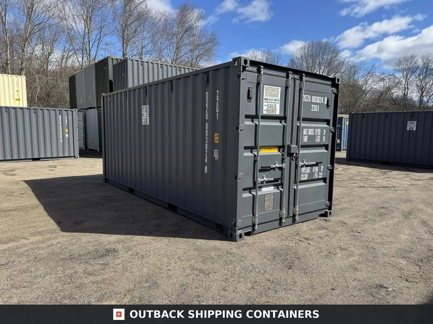 20ft New Shipping Container – Wind & Watertight – Gray – Unit DSZU803824-8