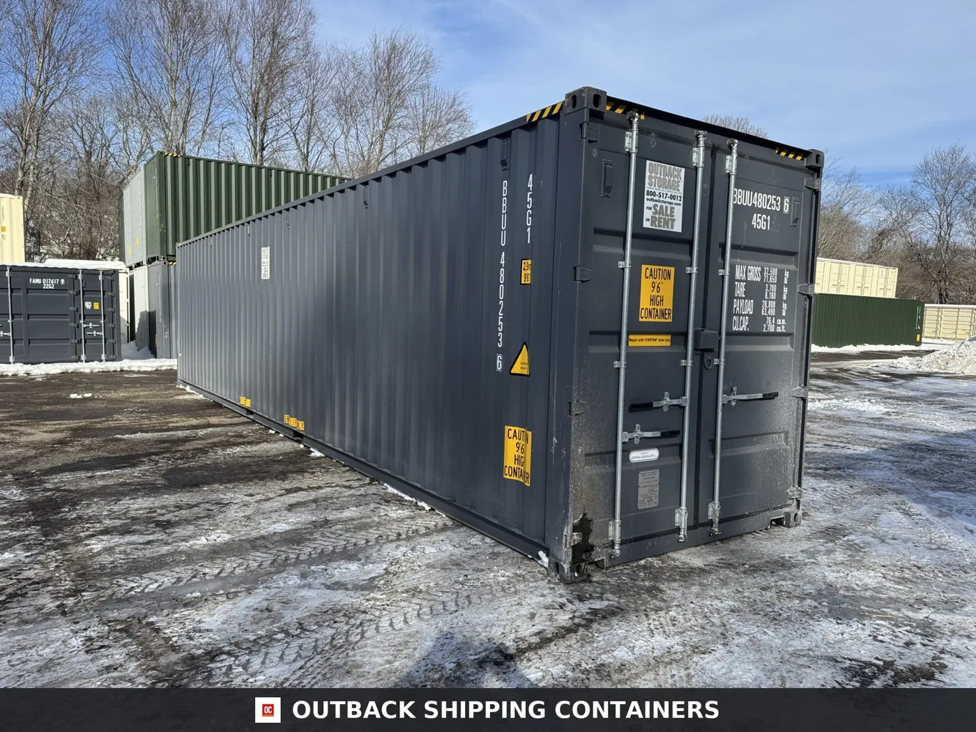 40ft New High Cube Shipping Container – Wind & Watertight – Gray – Unit BBUU480253-6