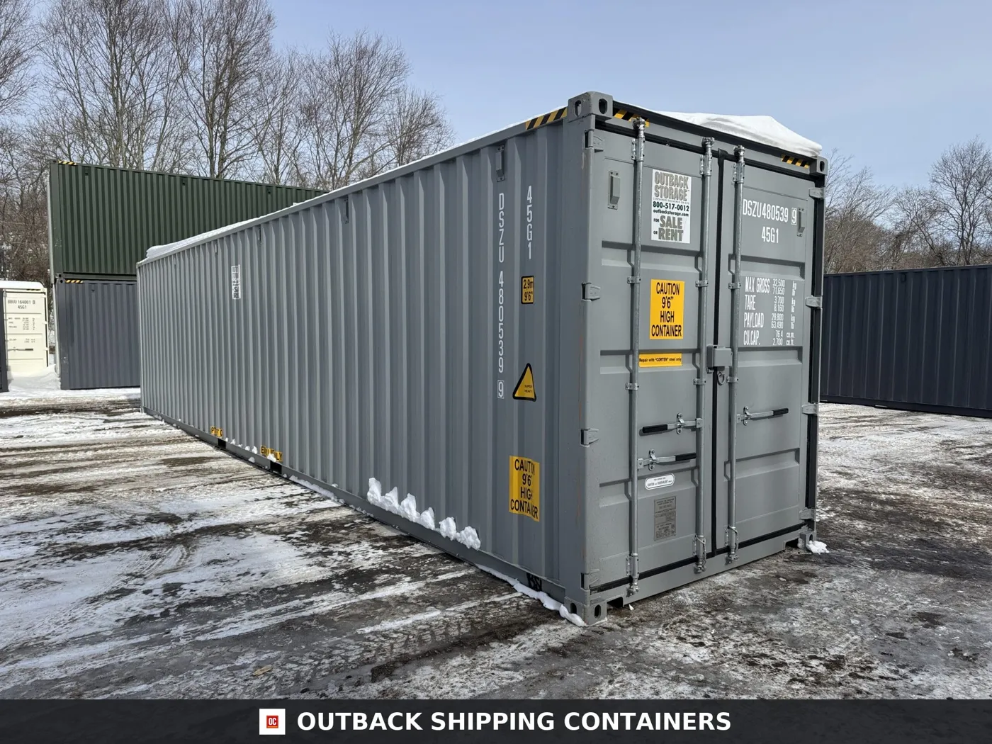 40ft New High Cube Shipping Container – Wind & Watertight – Gray – Unit DSZU480539-9