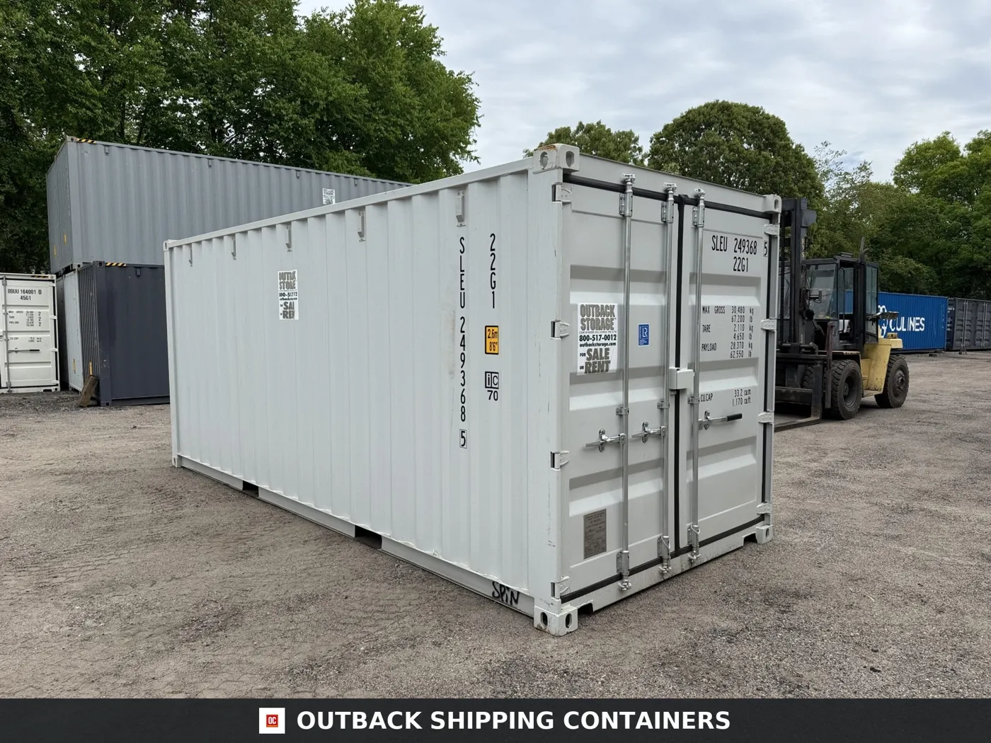 20ft New Shipping Container – Wind & Watertight – Gray – Unit SLEU249368-5