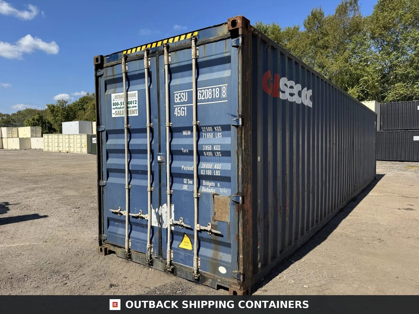 40ft Used High Cube Shipping Container – Wind & Watertight – Blue – Unit GESU620818-8