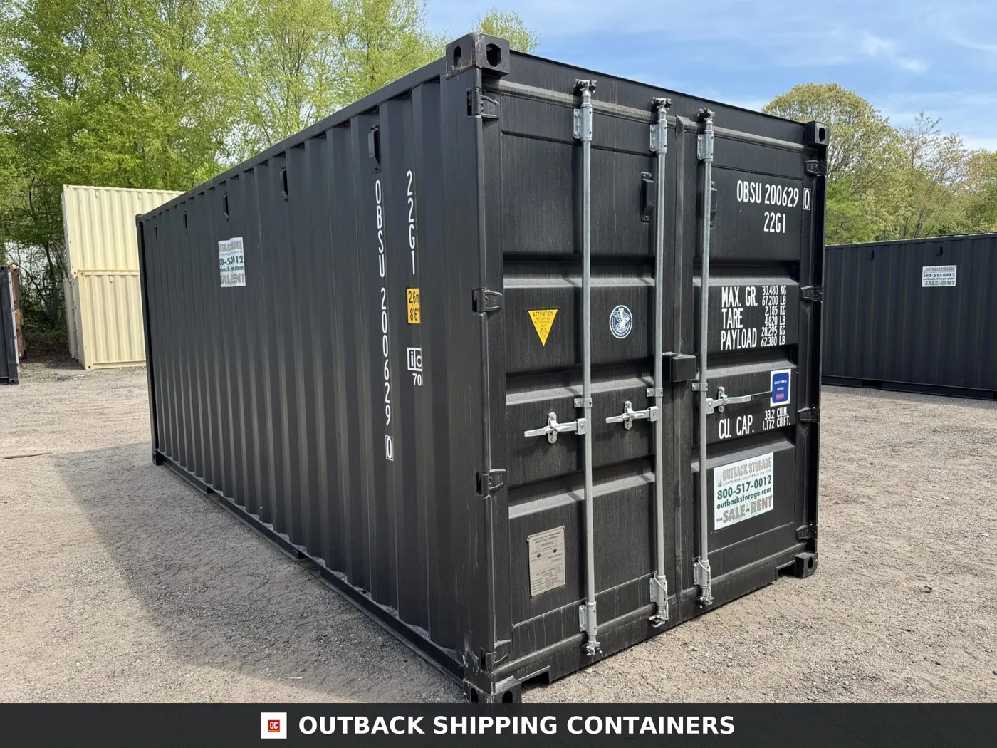 20ft New Shipping Container – Wind & Watertight – Black – Unit OBSU200629-0
