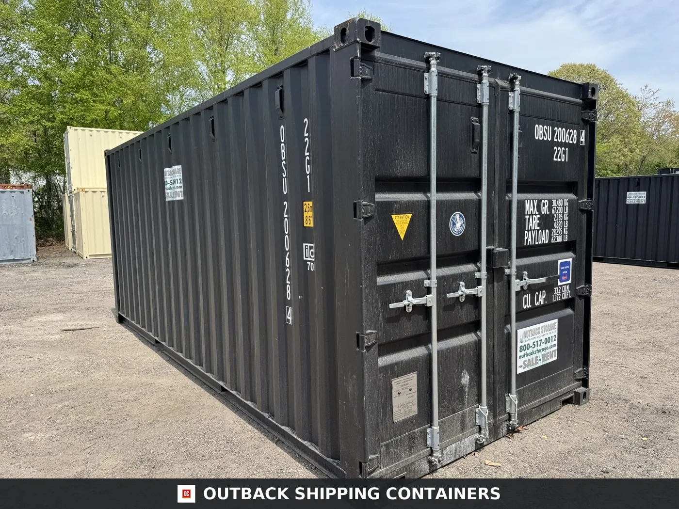 20ft New Shipping Container – Wind & Watertight – Black – Unit OBSU200628-4