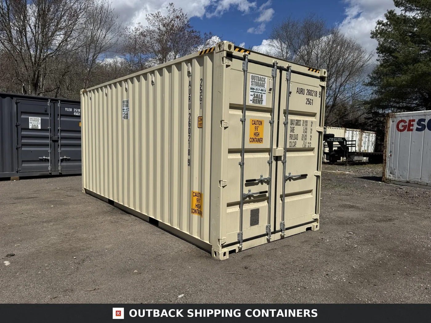 20ft New High Cube Shipping Container – Wind & Watertight – Beige – Unit AURU260218-9