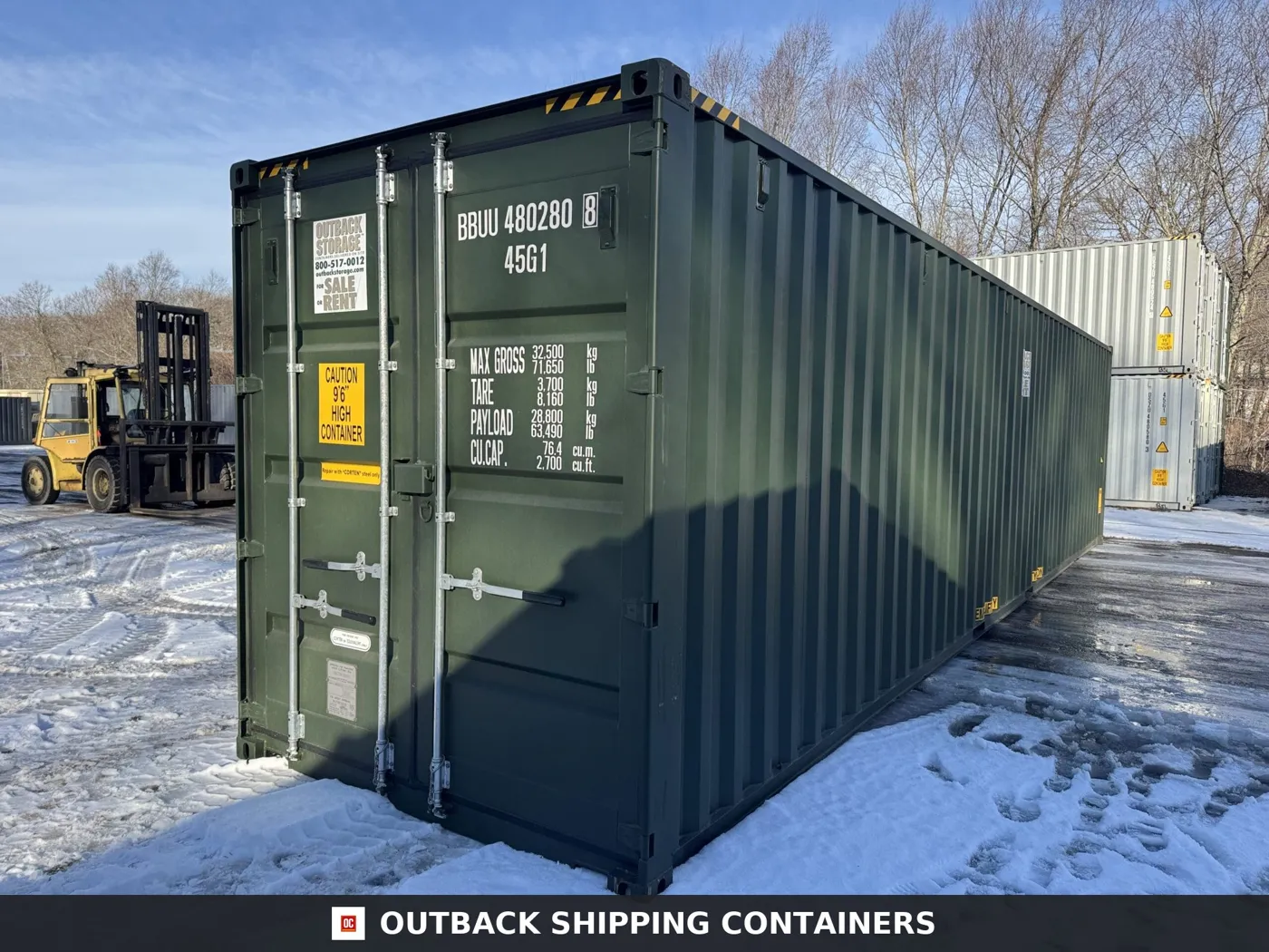 40ft New High Cube Shipping Container – Wind & Watertight – Green – Unit BBUU480280-8