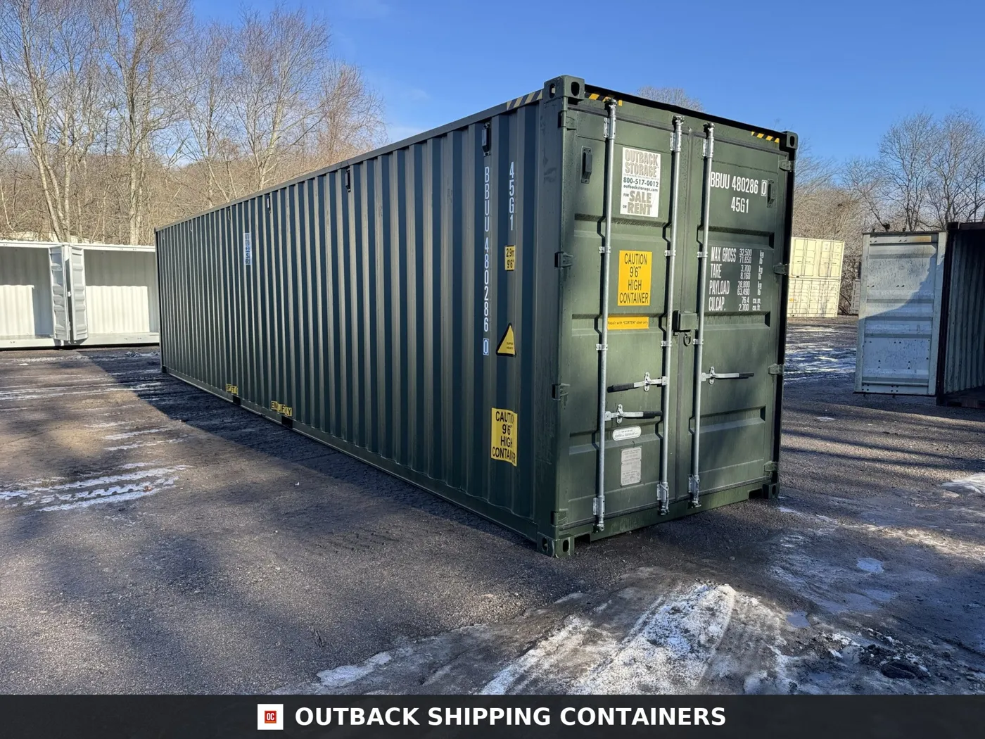 40ft New High Cube Shipping Container – Wind & Watertight – Green – Unit BBUU480286-0