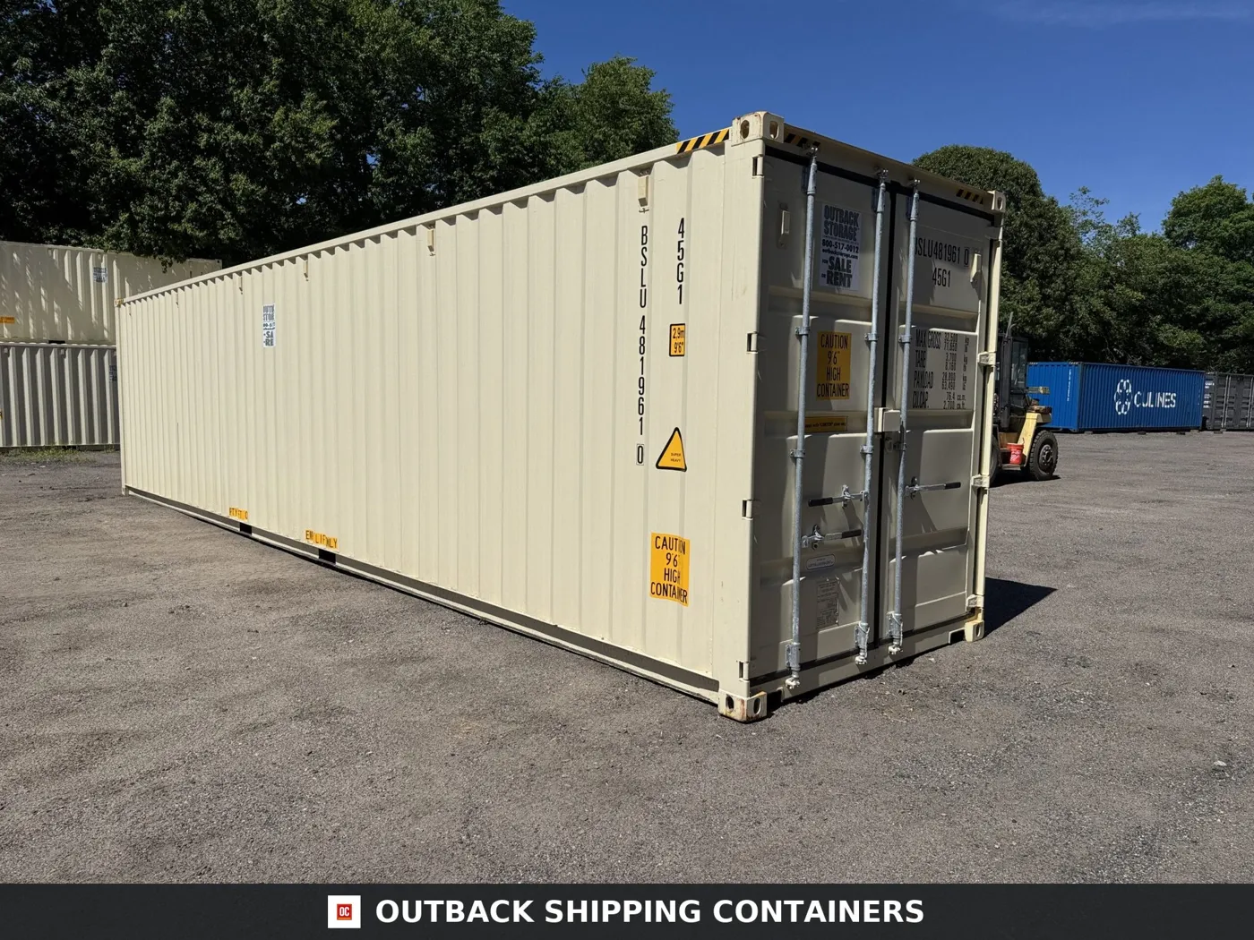 40ft New High Cube Shipping Container – Wind & Watertight – Beige – Unit BSLU481961-0