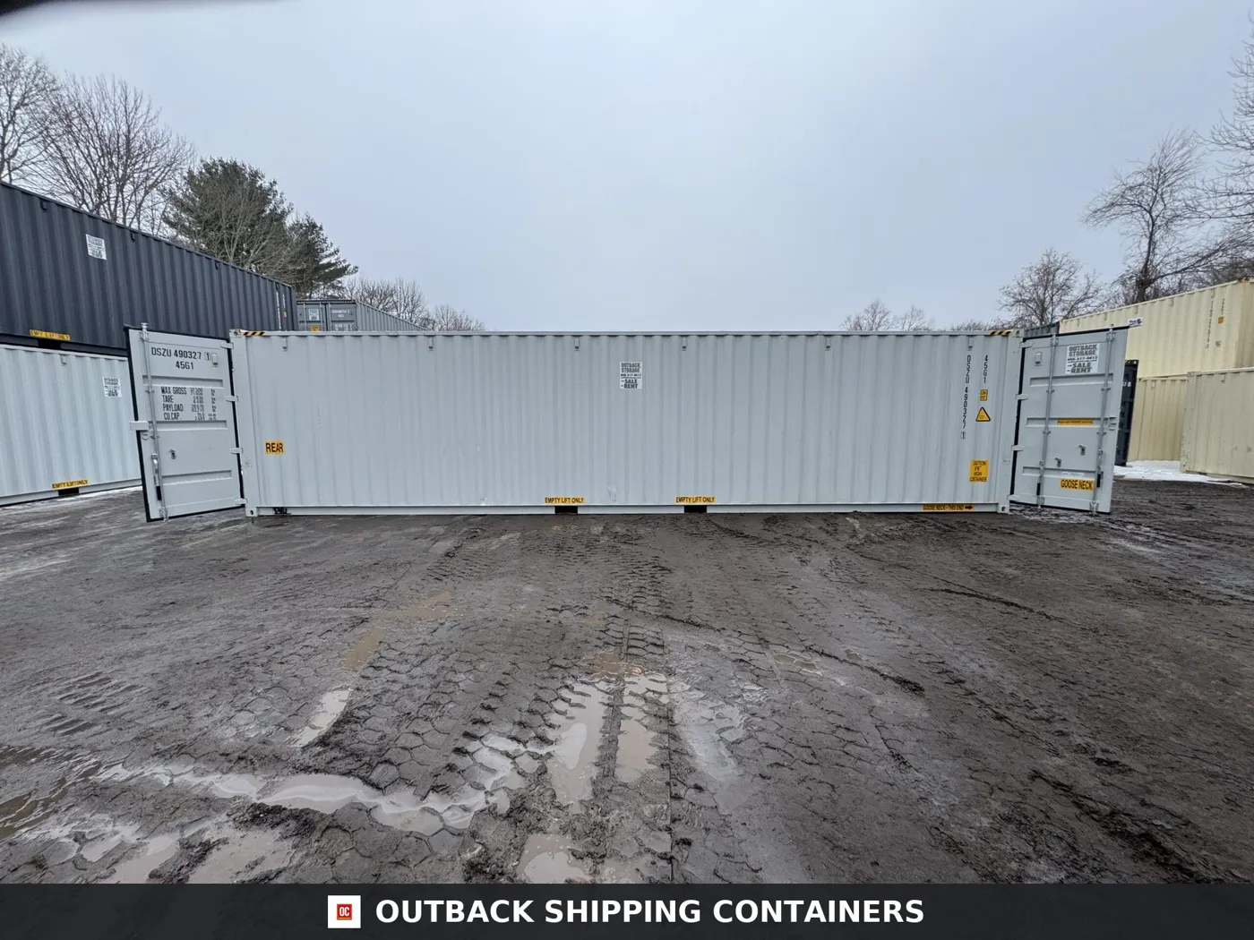 40ft New High Cube Shipping Container – Wind & Watertight – Gray – Unit DSZU490327-1