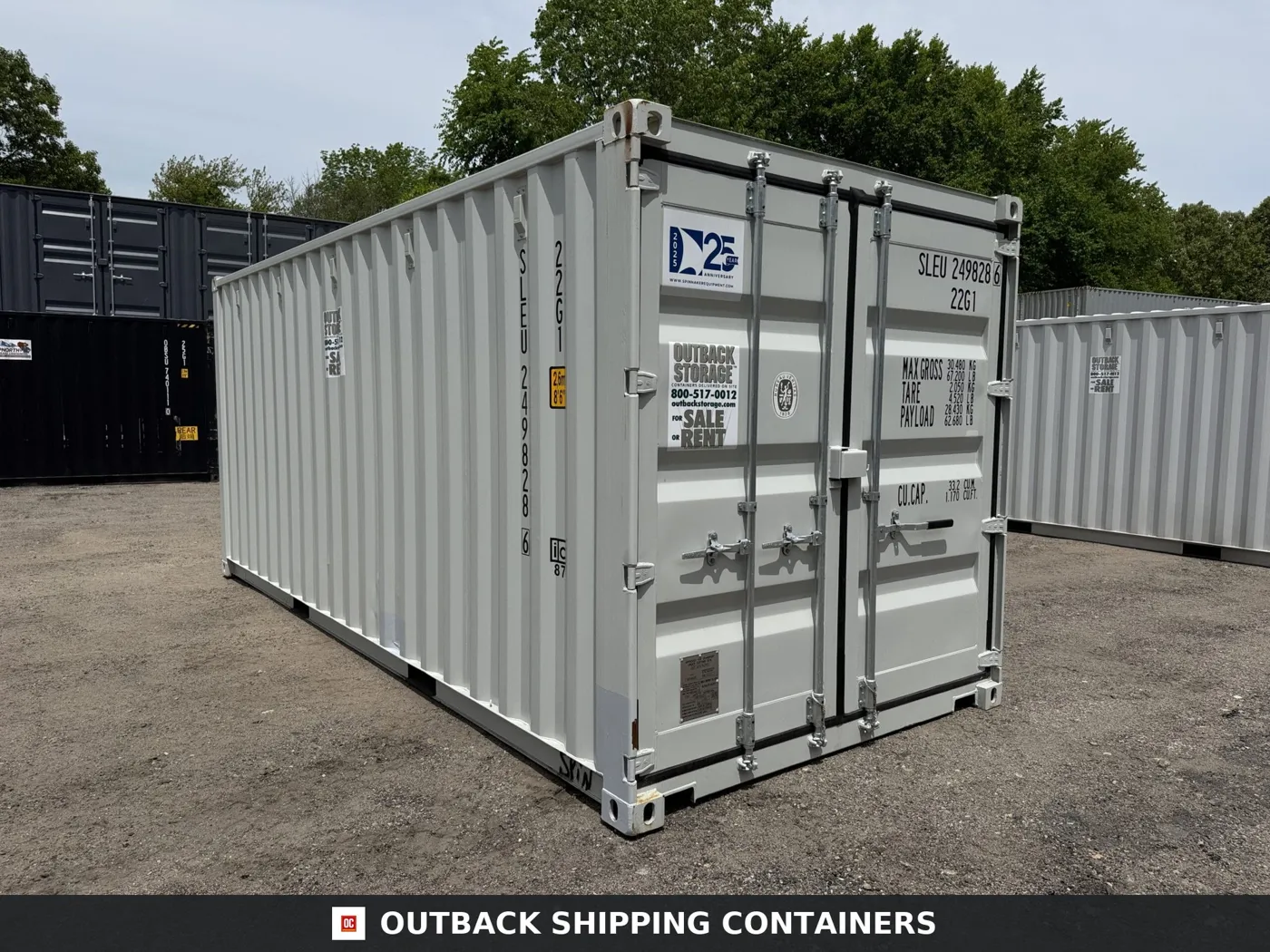 20ft New Shipping Container – Wind & Watertight – Gray – Unit SLEU249828-6