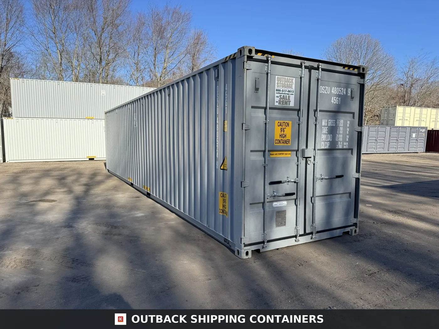 40ft New High Cube Shipping Container – Wind & Watertight – Gray – Unit DSZU480524-9