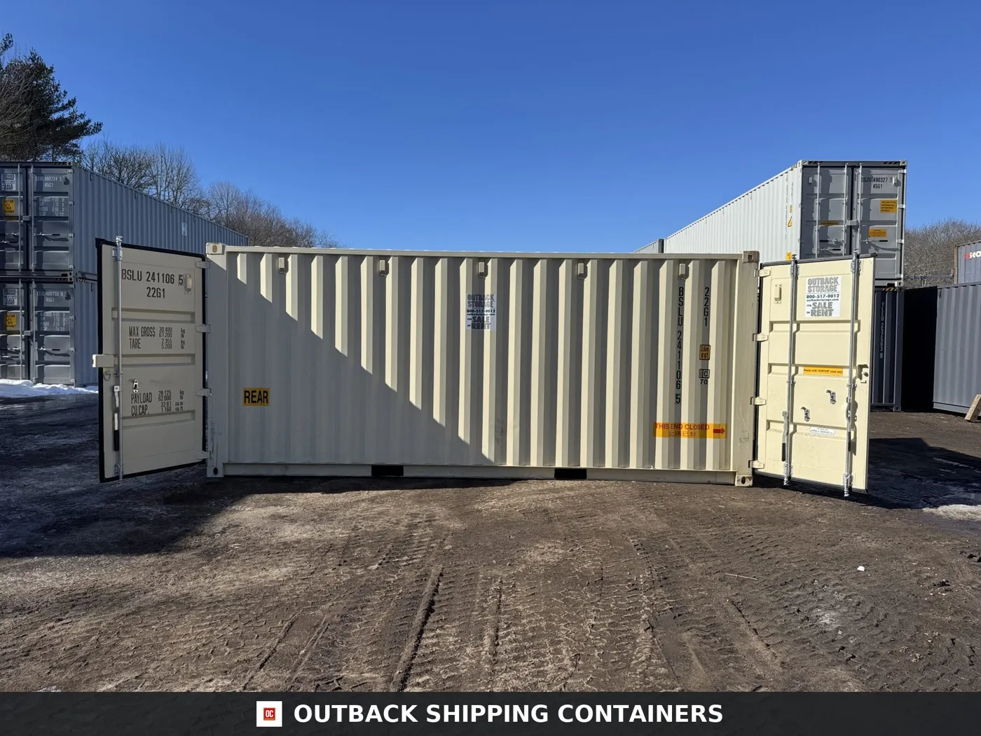 20ft New Shipping Container – Wind & Watertight – Beige – Unit BSLU241106-5