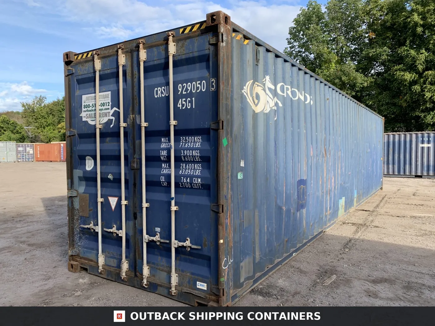 40ft As-Is High Cube Shipping Container – Wind & Watertight – Blue