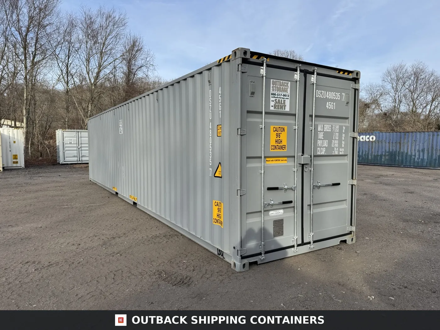 40ft New High Cube Shipping Container – Wind & Watertight – Gray – Unit DSZU480535-7