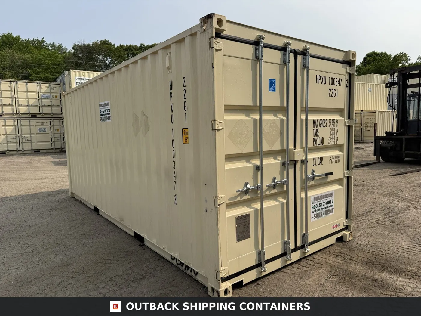 20ft New Shipping Container – Wind & Watertight – Beige – Unit HPXU100347-2