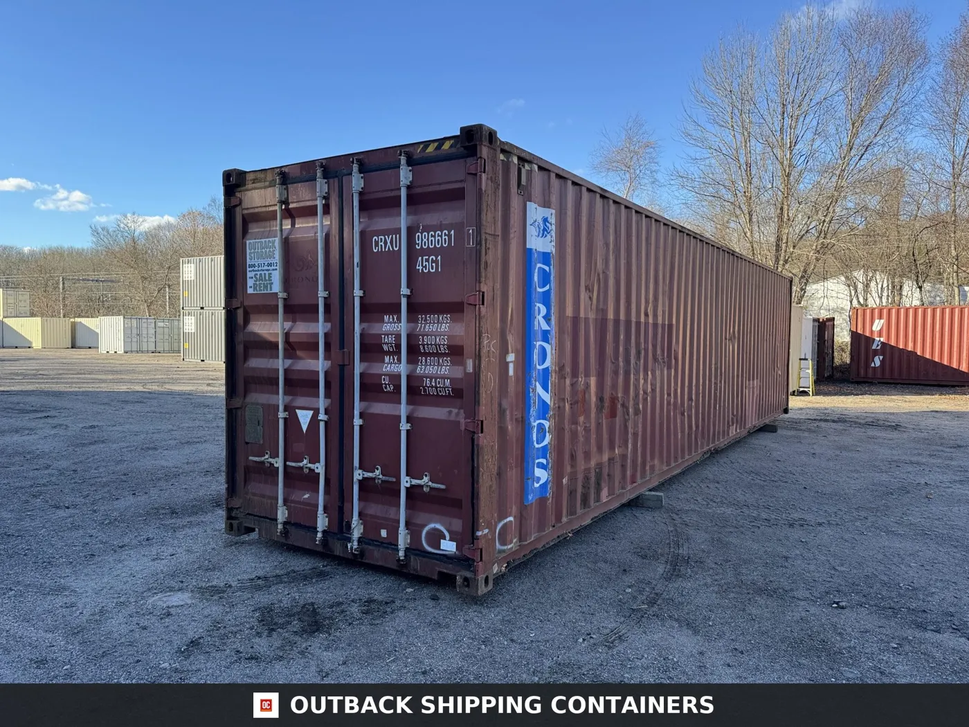 40ft Used High Cube Shipping Container – Wind & Watertight – Red – Unit CRXU986661-1