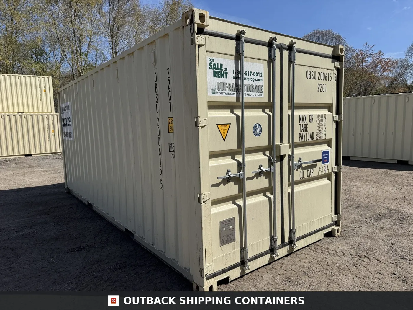 20ft New Shipping Container – Wind & Watertight – Beige – Unit OBSU200615-5