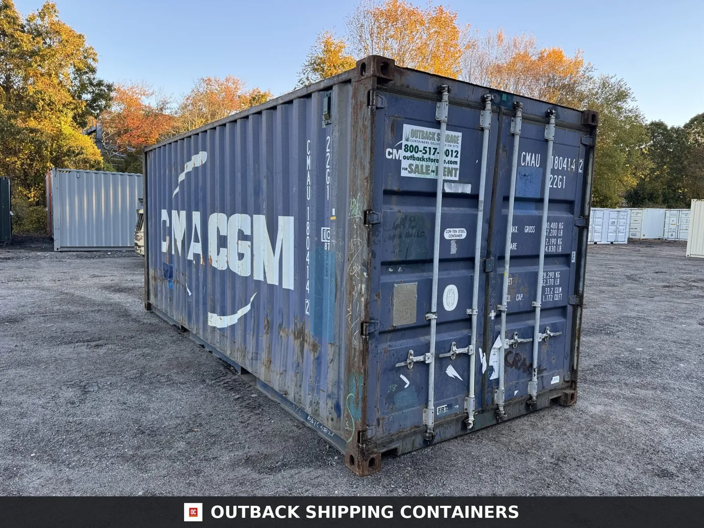 20ft Used Shipping Container – Wind & Watertight – Blue – Unit CMAU180414-2