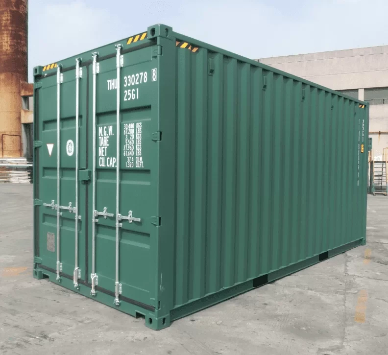 Steel shipping container at an equipment yard